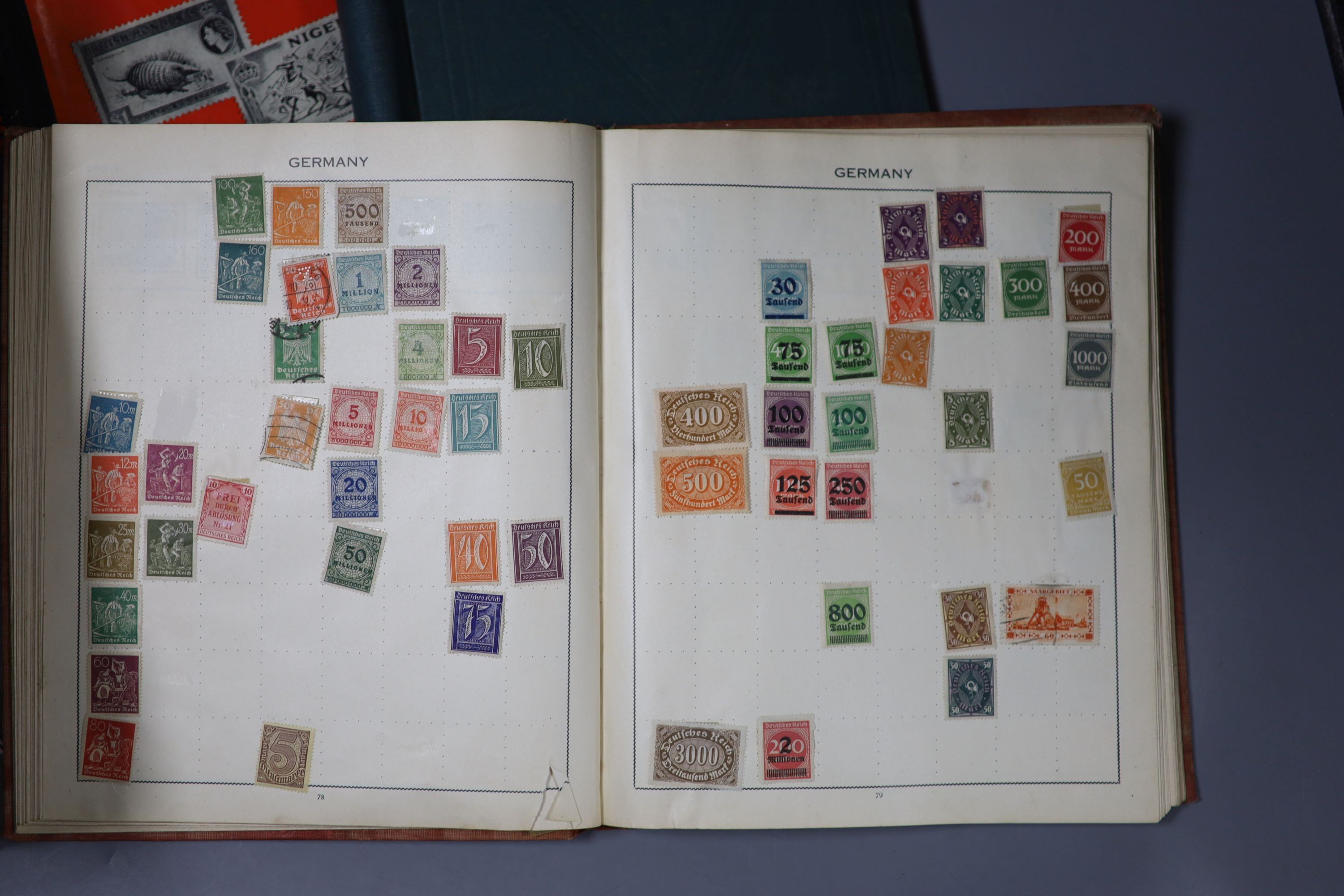 Three albums of World stamps, mostly used and various losse stamps